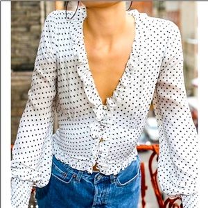 Free People Smell the Roses Polka Dot Blouse (L)